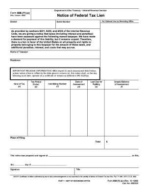 IRS Form 668 (Y) (c) Notice of Federal Tax Lien