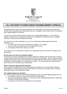 Housing Benefit Appeal Form
