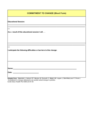 Commitment to Change Form