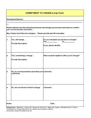 Commitment to Change Form