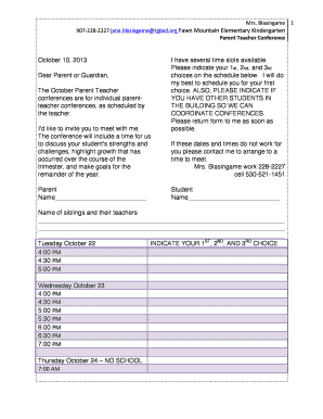 parent teacher conference letter fill online printable fillable parent teacher conference letters