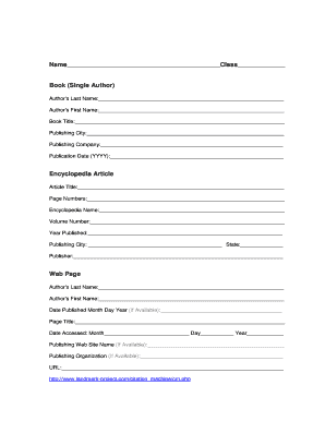 Citation Form for Bibliography