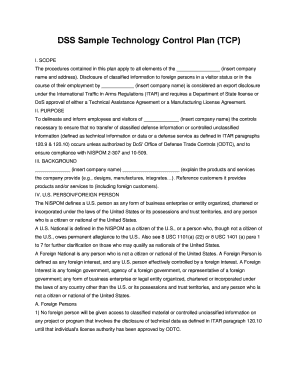 Technology Control Plan Template