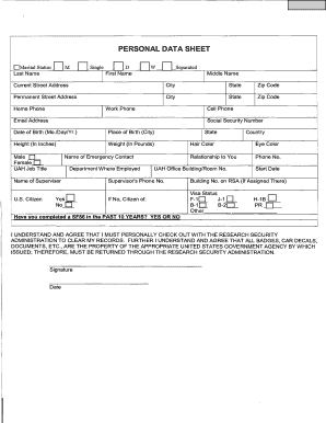Personal Data Sheet