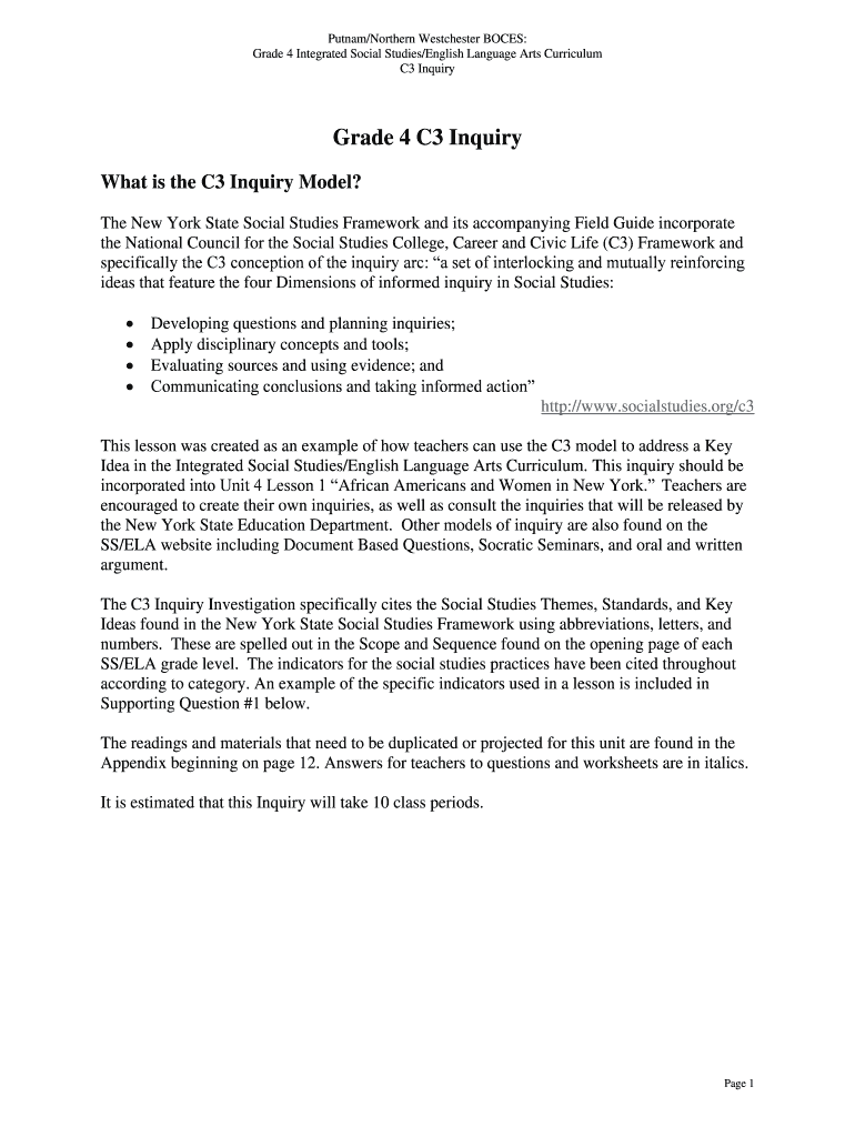 Fillable Online pnwboces New York State K12 Social Studies Framework Key Ideas Fax Email Print