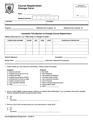 Course Registration Change Form