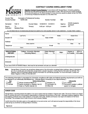 George Mason University Contract Course Enrollment Form