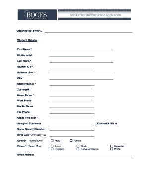 Student Course Selection Form