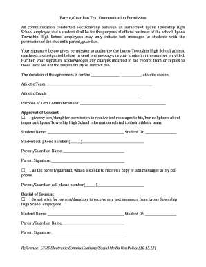 Parent Text Communication Permission Form