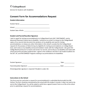 Consent Form for College Board Test Accommodations