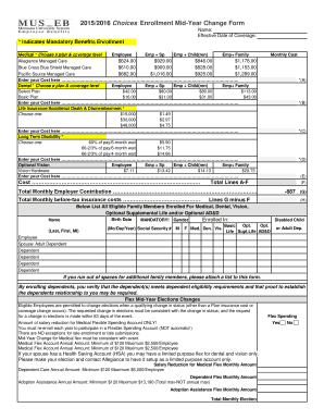 2015/2016 Choices Enrollment Mid-Year Change Form