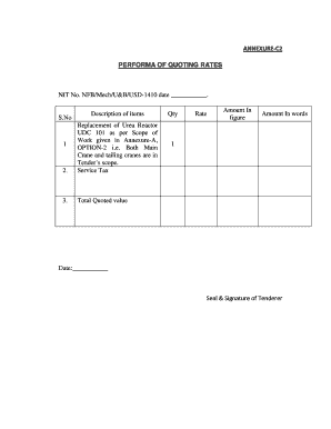 Performa of Quoting Rates