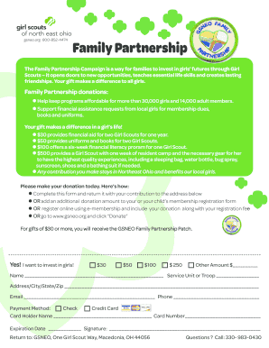Girl Scouts Family Partnership Donation Form