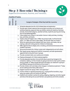 Supportive Environments Checklist