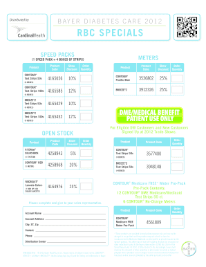 Bayer Diabetes Care 2012 Product Order Form