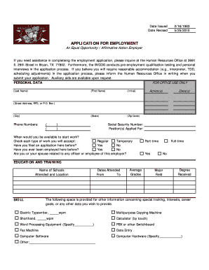 Application for Employment
