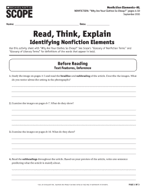 Nonfiction Elements Activity Sheet
