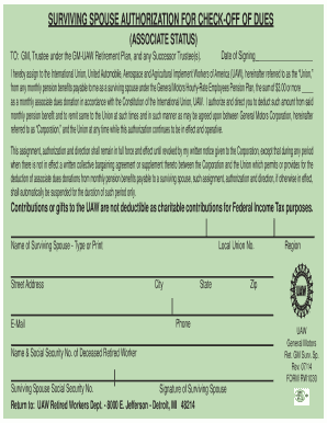 Surviving Spouse Authorization for Dues Check-Off