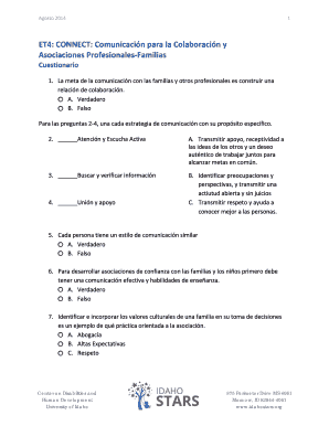 Cuestionario de Comunicación para la Colaboración y Asociaciones Profesionales-Familias