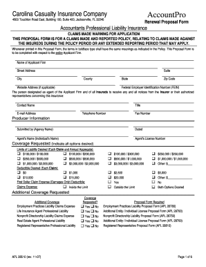 Accountants Professional Liability Insurance Proposal Form