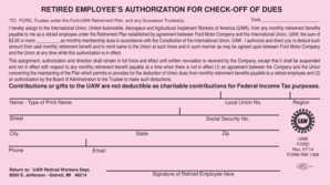 Retired Employee UAW Dues Authorization Form
