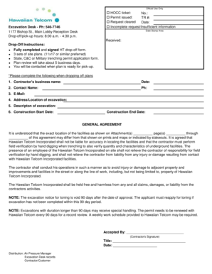 Hawaiian Telcom Excavation Permit Application