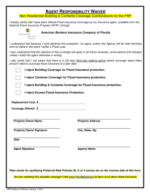 Agent Responsibility Waiver for Flood Insurance