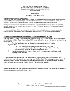 Butchers Student Certification Form
