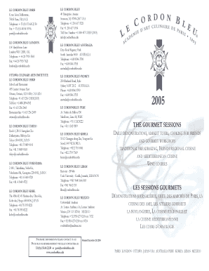 Fiche d’inscription Le Cordon Bleu