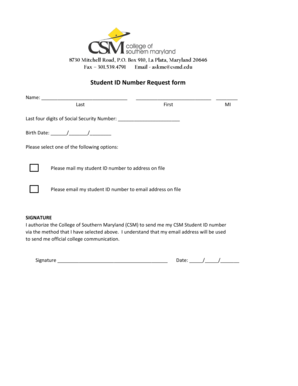 Student ID Number Request Form