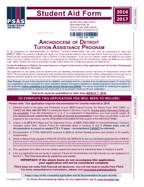 Archdiocese of Detroit Tuition Assistance Application