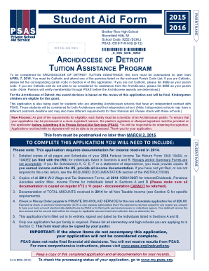 Archdiocese of Detroit Tuition Assistance Application