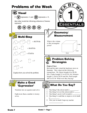 Grade 7 Math Problems of the Week