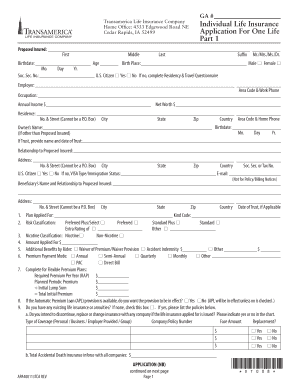 Transamerica Life Insurance Application