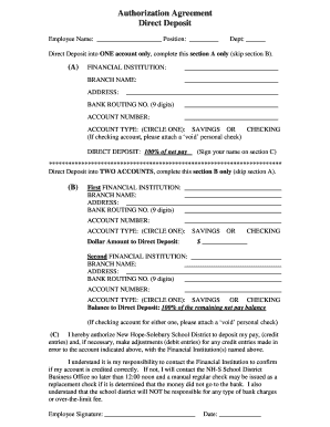 Employee Direct Deposit Authorization Agreement