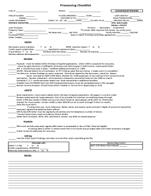 Conventional Loan Processing Checklist