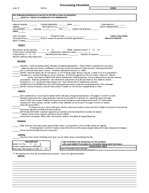 USDA Loan Processing Checklist