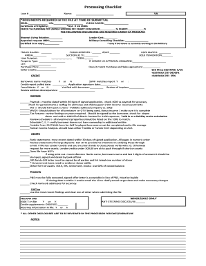 VA Loan Processing Checklist