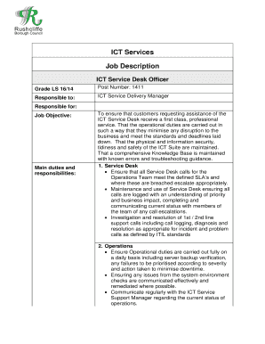 Fillable Online Rushcliffe Gov Ict Services Job Description