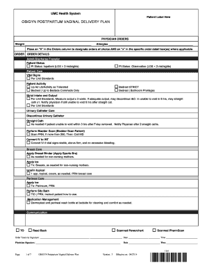 OB/GYN Postpartum Vaginal Delivery Plan