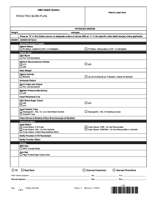 Pediatric Burn Plan