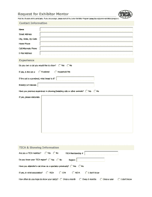 Exhibitor Mentor Application