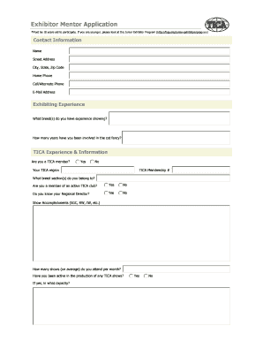 Exhibitor Mentor Application - The International Cat