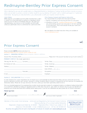Redmayne-Bentley Prior Express Consent