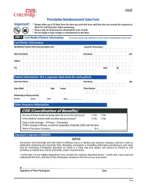 CA Standard Prescription Reimbursement Claim Form