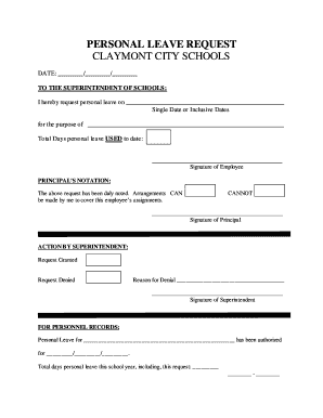 Personal Leave Request Form
