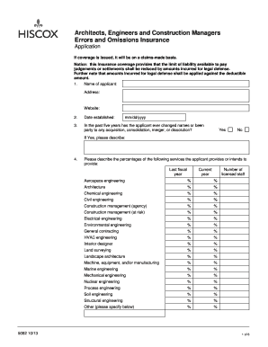 Architects Engineers Construction Managers Errors and Omissions Insurance Application