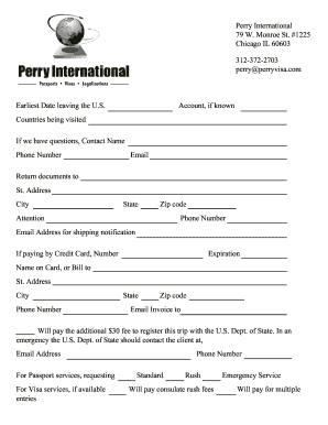 US Passport and Visa Application Form