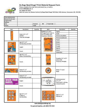 Do Bugs Need Drugs Print Material Request Form