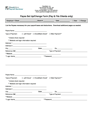 Payee Set Up/Change Form